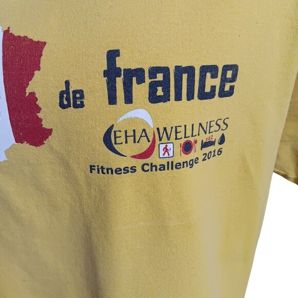 Large T-shirt Tour De France EHA Wellness 2016 Yellow Gildan L Ultra Cotton - Picture 3 of 5